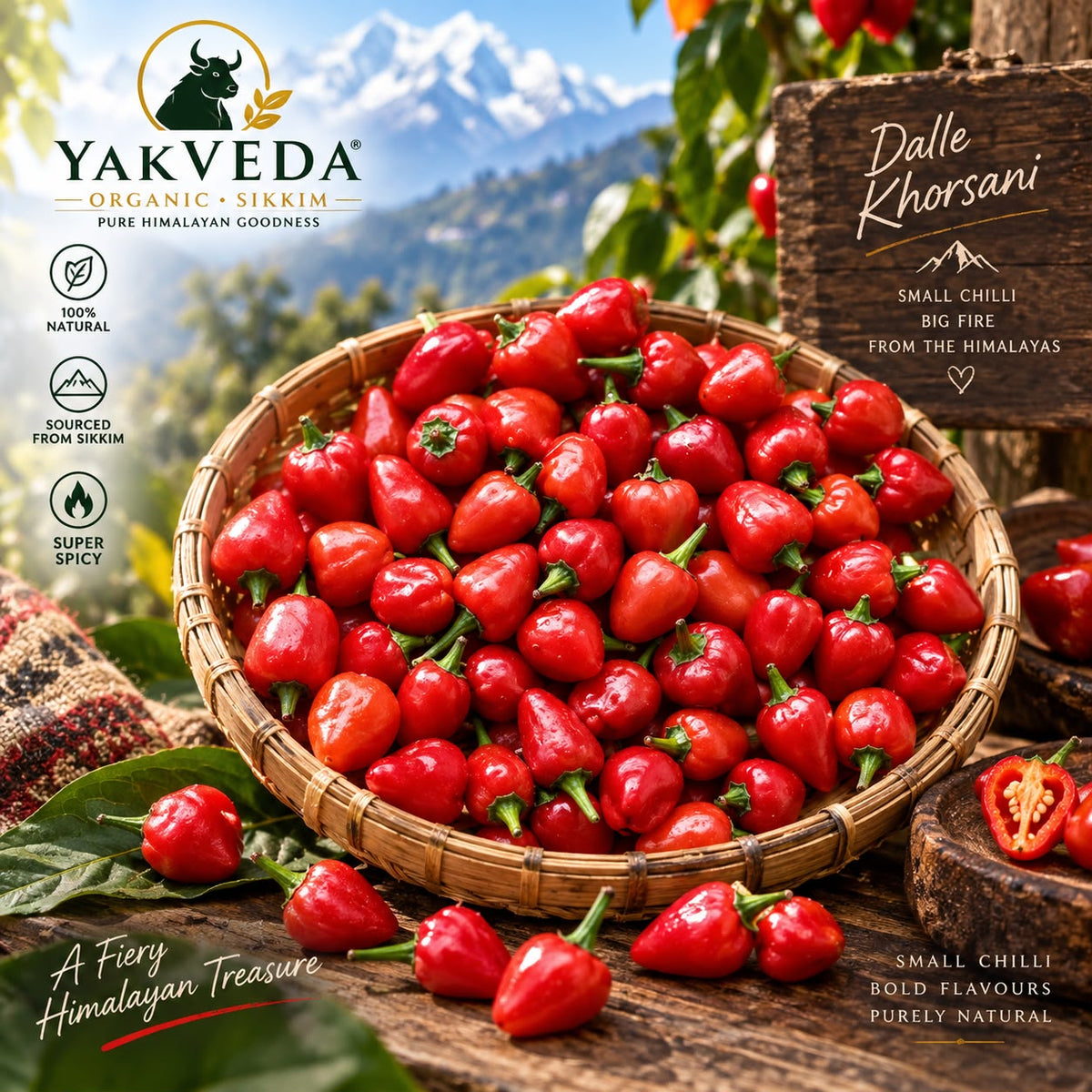 YakVeda Organic Dalle Khorsani — Himalayan Chilli