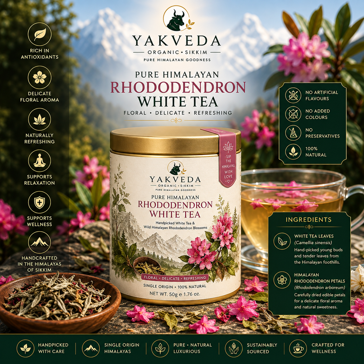 YakVeda Pure Himalayan Rhododendron White Tea